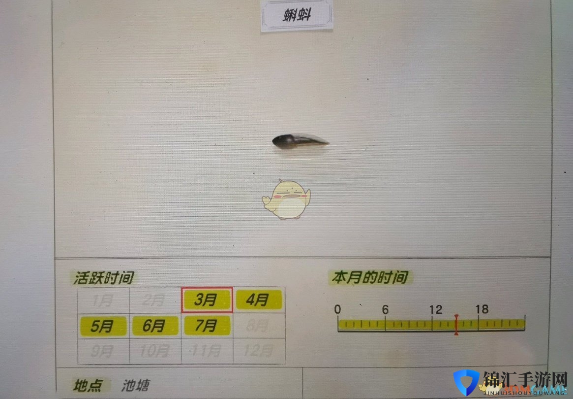 《集合啦！动物森友会》蝌蚪活跃月份及活跃地点分享
